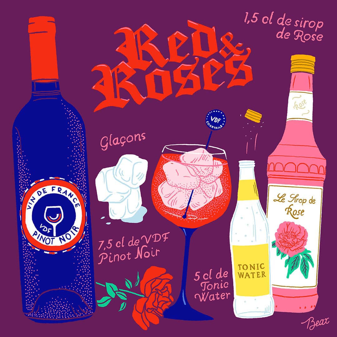recette cocktail vin de france - Red and roses