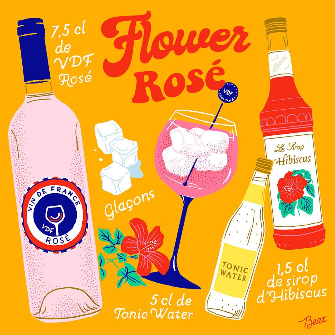 cocktail vin de france - Flower Rosé recette