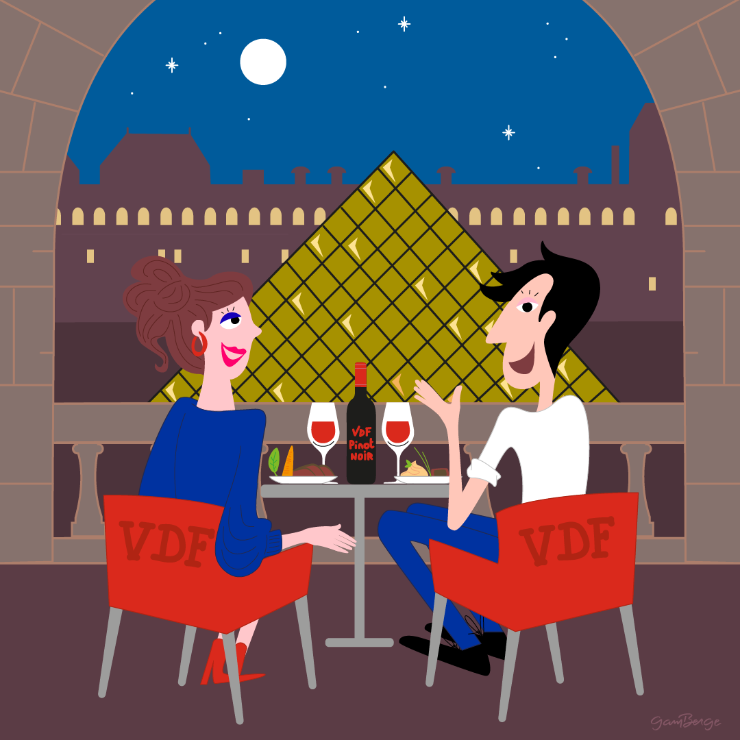A dinner at Café Marly, opposite the Louvre Pyramid